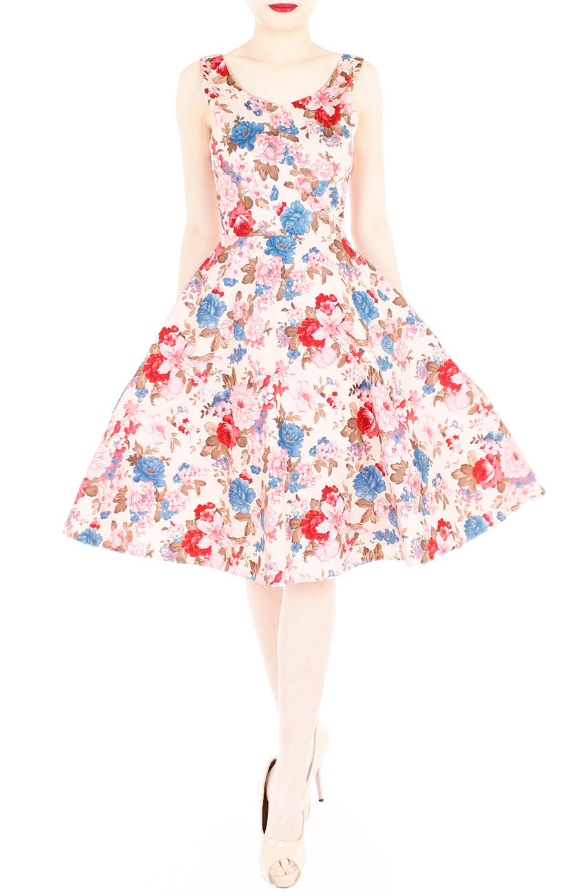 Harmonic Hibiscus Flare Midi Dress