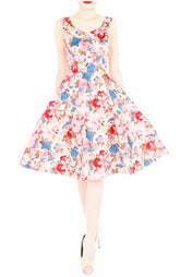 Harmonic Hibiscus Flare Midi Dress