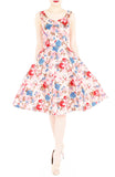 Harmonic Hibiscus Flare Midi Dress