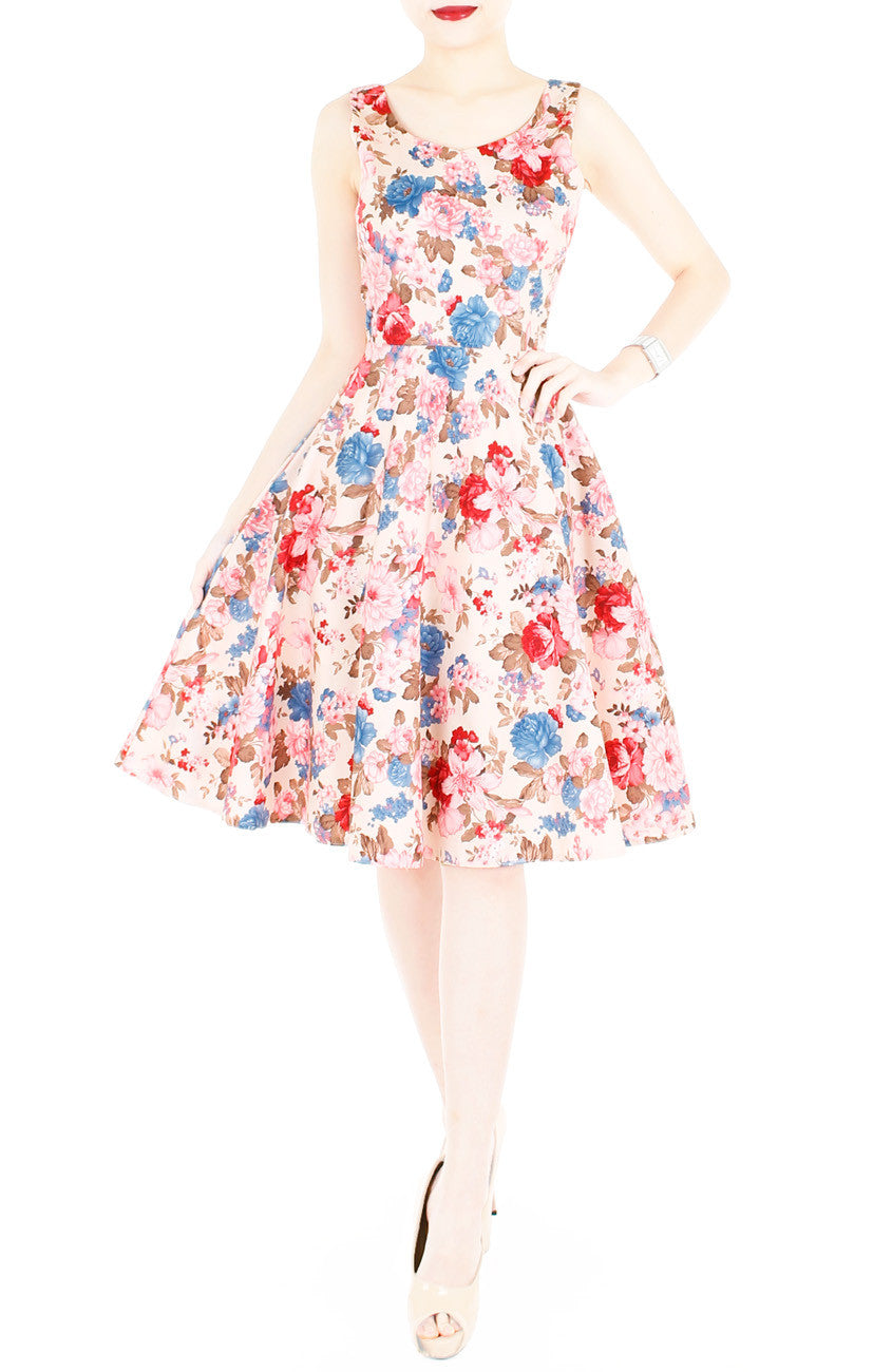 Harmonic Hibiscus Flare Midi Dress