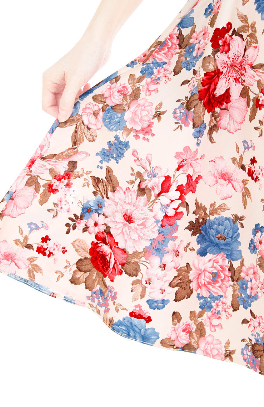 Harmonic Hibiscus Flare Midi Dress