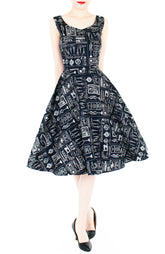Heritage Parisian Tailleur Flare Midi Dress - Dark Blue