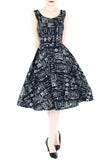 Heritage Parisian Tailleur Flare Midi Dress - Dark Blue