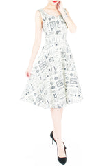 Heritage Parisian Tailleur Flare Midi Dress - White