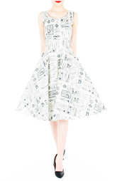 Heritage Parisian Tailleur Flare Midi Dress - White