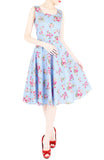 Hey, Pretty Blossom! Flare Midi Dress - Powder Blue