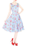 Hey, Pretty Blossom! Flare Midi Dress - Powder Blue