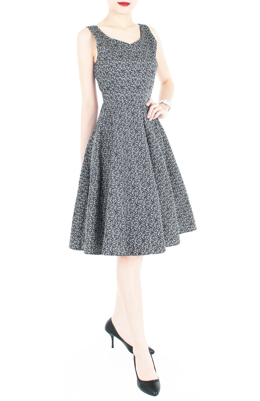 High-Tea Hour Flare Midi Dress - Black