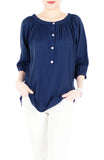Idyllic Saturday 3/4-length Sleeve Blouse - Dark Blue
