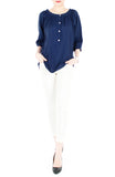 Idyllic Saturday 3/4-length Sleeve Blouse - Dark Blue