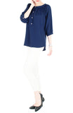 Idyllic Saturday 3/4-length Sleeve Blouse - Dark Blue