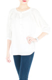 Idyllic Saturday 3/4-length Sleeve Blouse - White