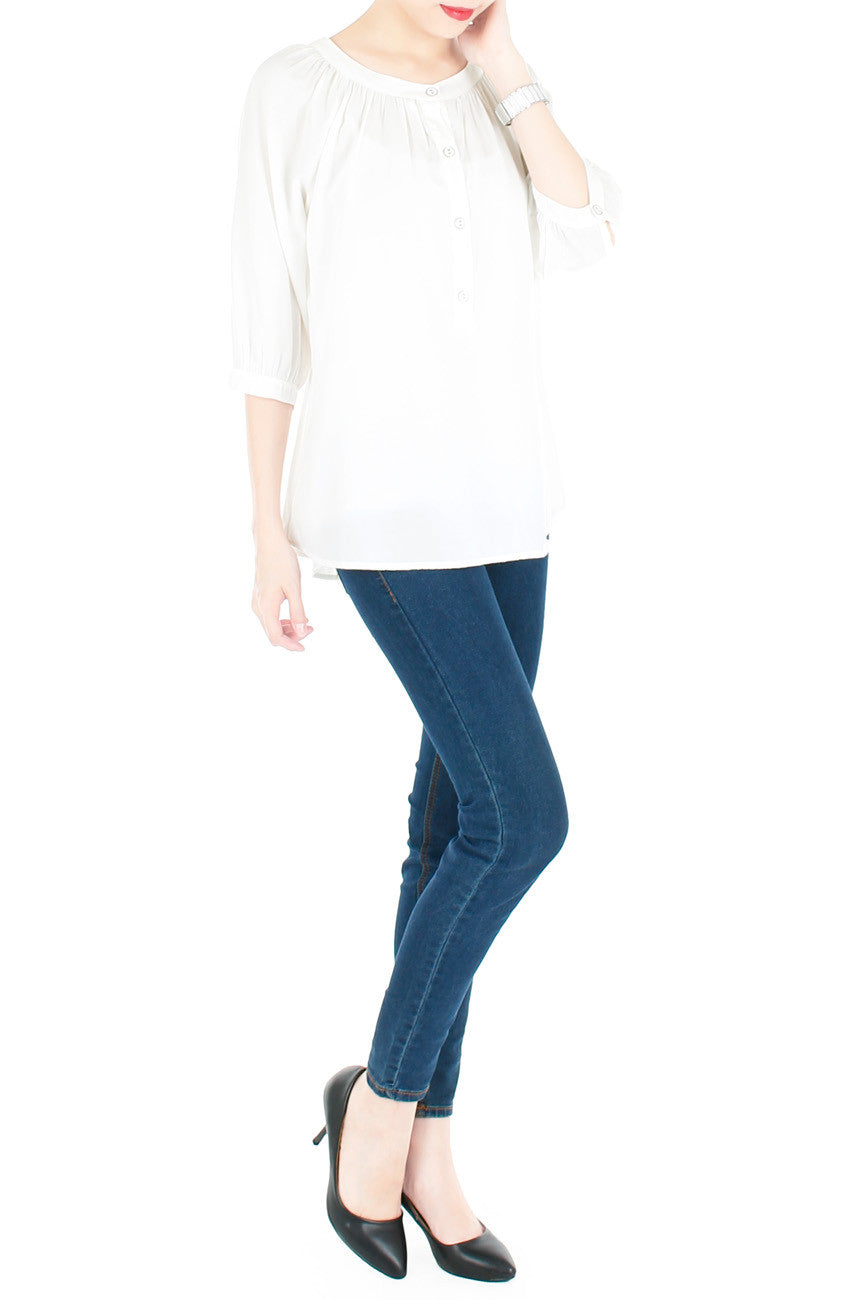 Idyllic Saturday 3/4-length Sleeve Blouse - White