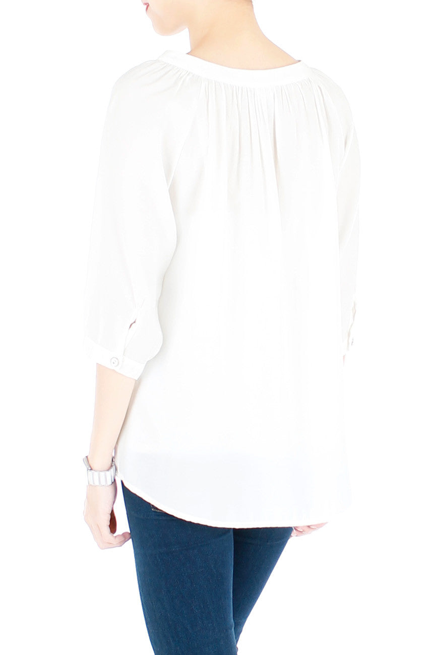 Idyllic Saturday 3/4-length Sleeve Blouse - White