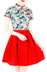 Imperial Porcelain Rosettes Cheongsam Dress