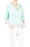Informal Approach Pinstripe Blouse - Pastel Green