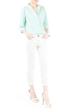 Informal Approach Pinstripe Blouse - Pastel Green