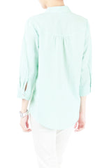 Informal Approach Pinstripe Blouse - Pastel Green