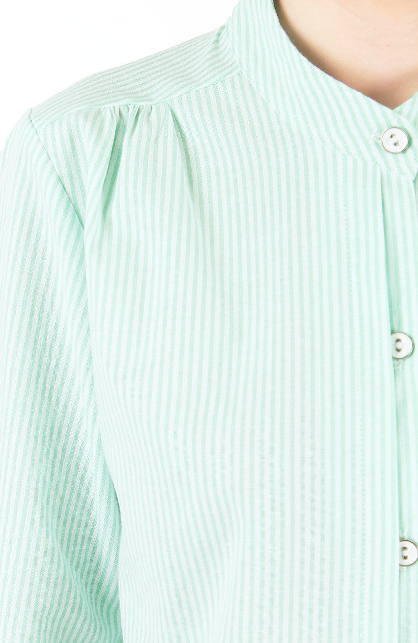 Informal Approach Pinstripe Blouse - Pastel Green
