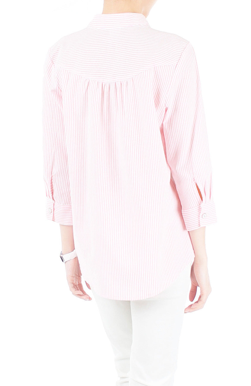 Informal Approach Pinstripe Blouse - Pastel Pink