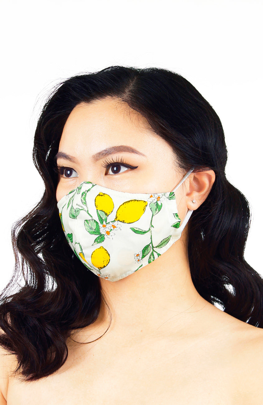 Italian Limoncello Pure Cotton Face Mask - Meringue