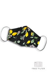 Italian Limoncello Pure Cotton Face Mask - Noir Black