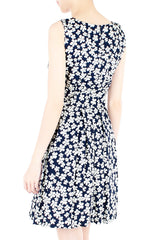 Japanese Anemone Flare Dress - Dark Blue