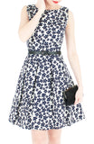 Japanese Anemone Flare Dress - White