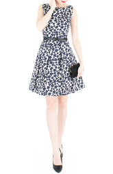 Japanese Anemone Flare Dress - White