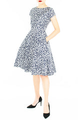 Japanese Fern Blooms Flare Tea Dress