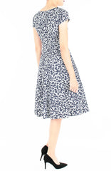 Japanese Fern Blooms Flare Tea Dress