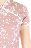 Japanese Plum Blossoms Cheongsam - Crepe Pink
