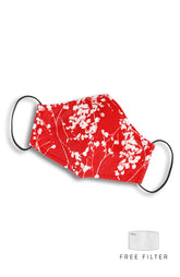 Japanese Plum Blossoms Pure Cotton Face Mask -Red