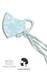Japanese Plum Blossoms Pure Cotton Face Mask with Head Ties - Pastel Mint