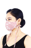 Japanese Plum Blossoms Pure Cotton Face Mask with Head Ties - Crepe Pink