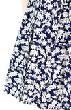Japanese Fern Blooms Flare Dress - Dark Blue