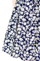 Japanese Fern Blooms Flare Dress - Dark Blue
