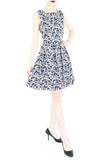 Japanese Fern Blooms Flare Dress – White