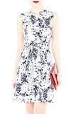 Japanese Plum Blossoms A-Line Button Down Dress - Winter White