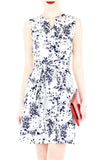 Japanese Plum Blossoms A-Line Button Down Dress - Winter White