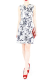 Japanese Plum Blossoms A-Line Button Down Dress - Winter White