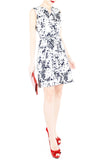 Japanese Plum Blossoms A-Line Button Down Dress - Winter White