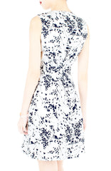 Japanese Plum Blossoms A-Line Button Down Dress - Winter White