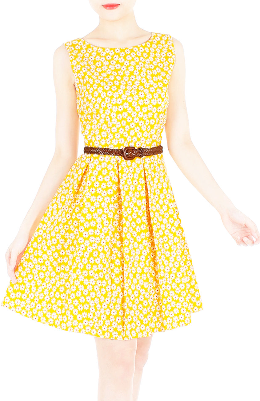 Joyful Lil’ Daisies Flare Dress - Yellow
