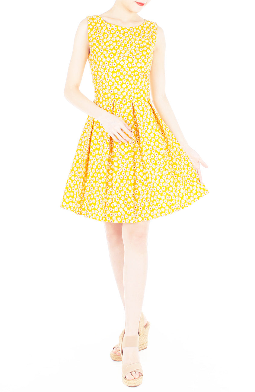 Joyful Lil’ Daisies Flare Dress - Yellow