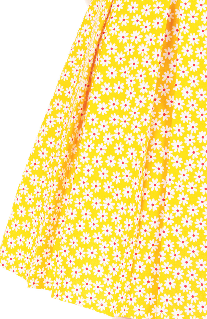 Joyful Lil’ Daisies Flare Dress - Yellow
