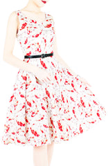 Artful Prosperity Koi Flare Midi Dress - White