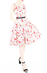 Artful Prosperity Koi Flare Midi Dress - White