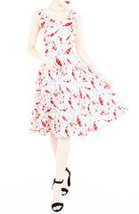 Artful Prosperity Koi Flare Midi Dress - White