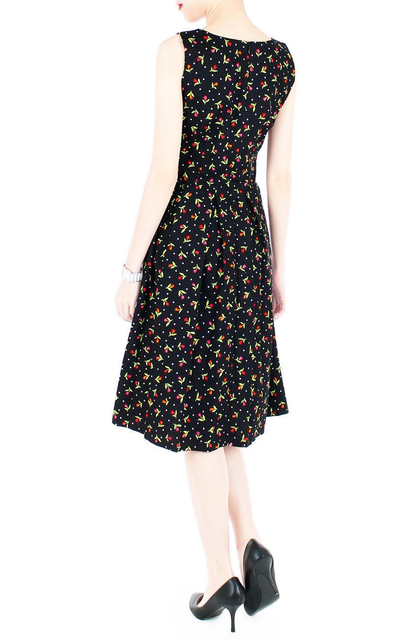 Just the Tulips of Us Flare Midi Dress